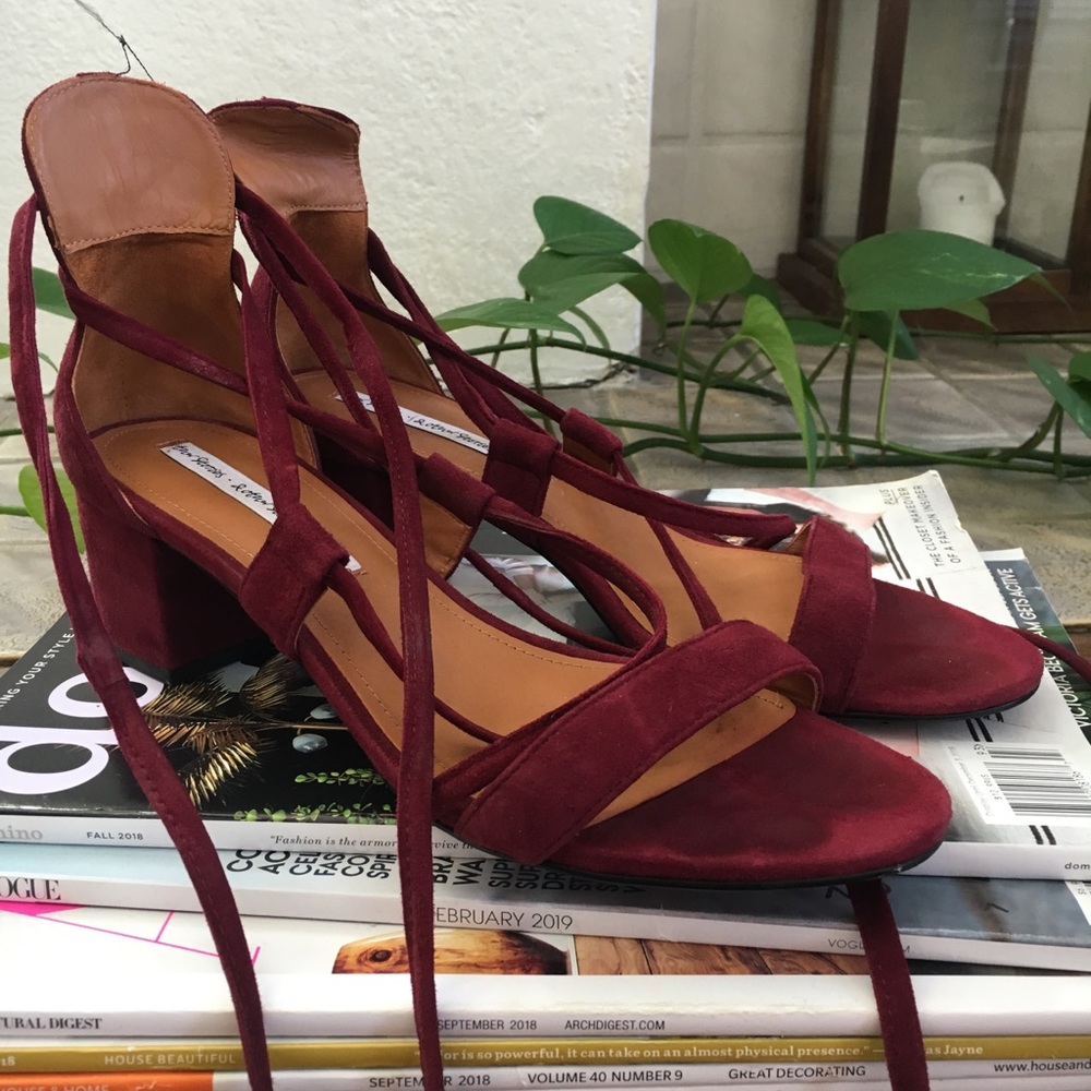 &other stories burgundy lace up salndals - Picture 3 of 5